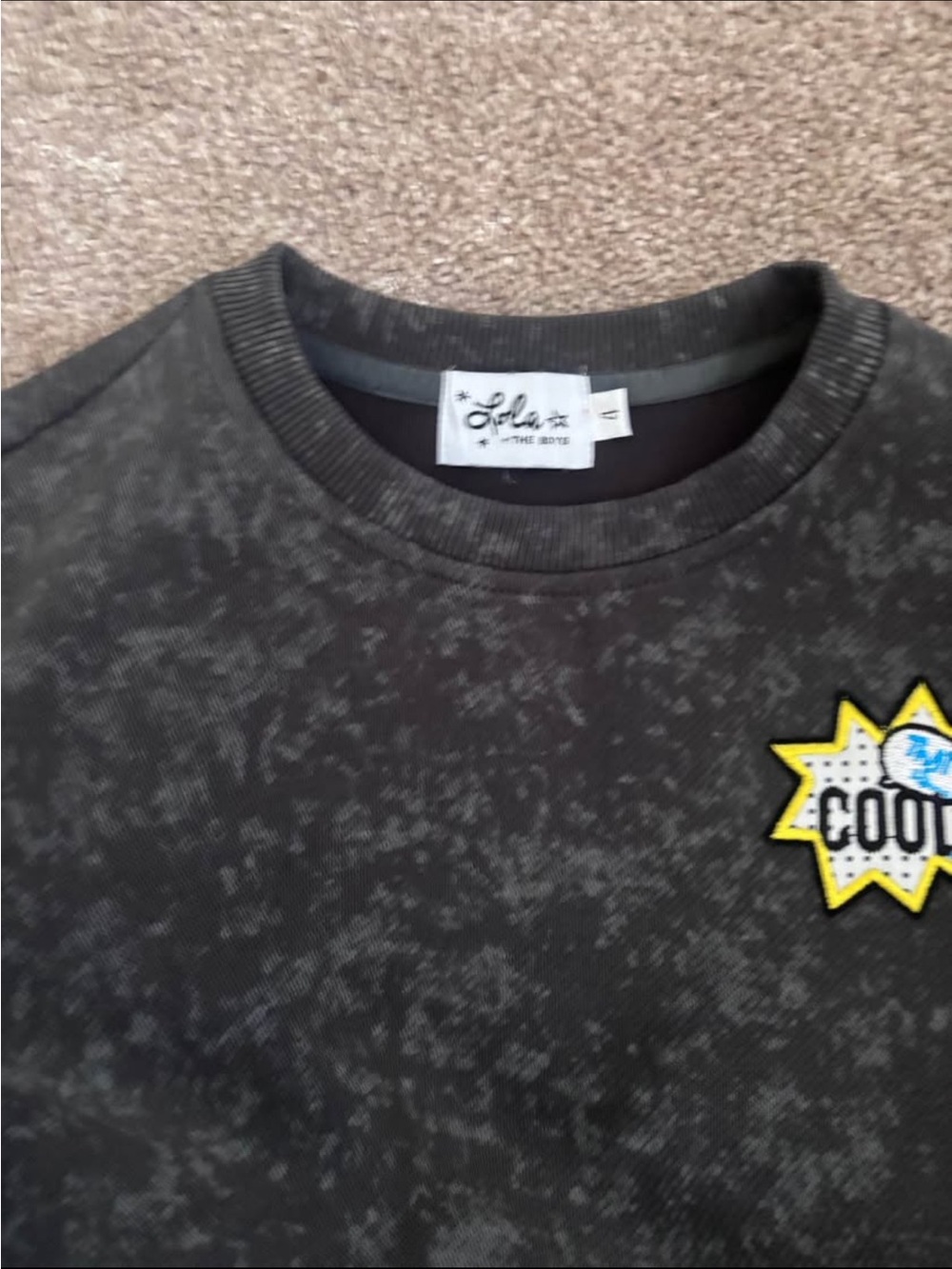 Lola + The Boys Black Tie-Dye Sweatshirt & Joggers with 'Cool' Patch - Picture 2 of 2